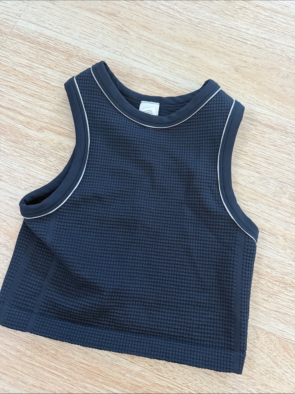 all in motion Black Waffle Knit Sleeveless Crop Tank